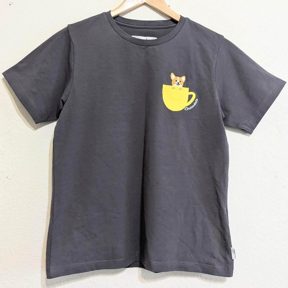 Chocoolate Shiba Inu Pocket Tee T-shirt Gray Size Medium